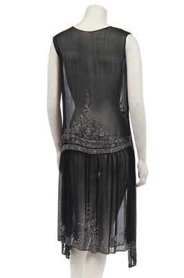 Lot 475 - A black chiffon beaded flapper dress, 1925