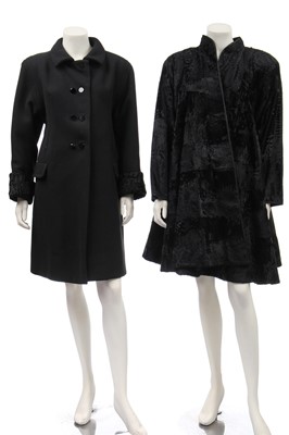 Lot 224 - A José Luis black breitschwantz coat and shawl, 1980s