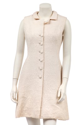 Lot 356 - A Balenciaga couture ivory matelassé silk dress, 1964