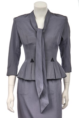 Lot 403 - A Susan Small grey faille suit, late 1940s