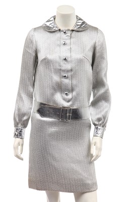 Lot 357 - A Jean Varon/ John Bates silver mini dress, 1965