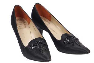 Lot 358 - A pair of Christian Dior Tamaris satin evening shoes, circa 1964