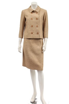 Lot 359 - A Givenchy couture oatmeal tweed suit, circa 1966