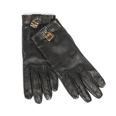 Lot 221 - A pair of Hermès black leather gloves, 1990s,...