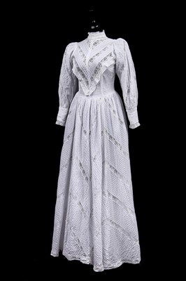 Lot 439 - A whitework embroidered cotton dress, circa 1914