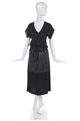 Lot 520 - A Martin Margiela leather and navy viscose skirt, Autumn-Winter 2002-03