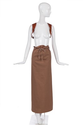 Lot 511 - A rare Martin Margiela brown cotton 'waiter's' apron skirt, circa 1996