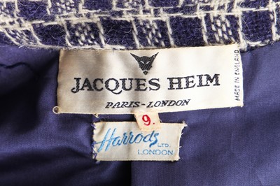 Lot 384 - A Jacques Heim navy and white check tweed ensemble, circa 1958