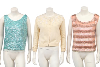 Lot 367 - A group of beaded and sequined knitwear, mainly made in Hong Kong, mostly 1960s