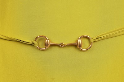 Lot 473 - A Tom Ford for Gucci chartreuse silk dress, probably Spring-Summer 1996