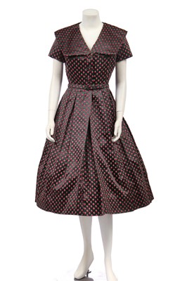 Lot 387 - A Christian Dior New York steel grey silk dress, mid 1950s