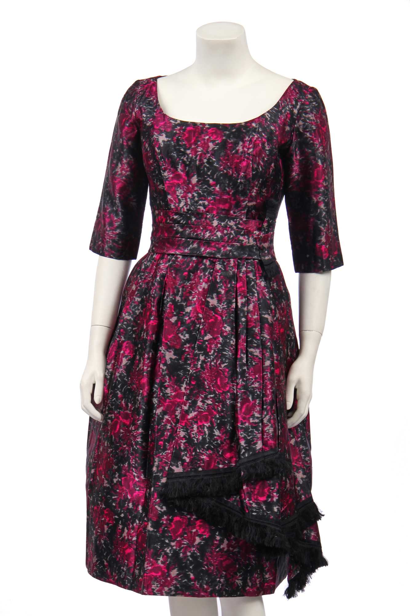 Lot 388 - A Christian Dior London chiné printed silk dress, circa 1958