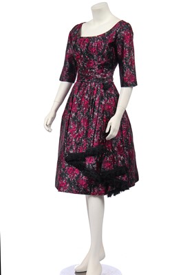 Lot 388 - A Christian Dior London chiné printed silk dress, circa 1958