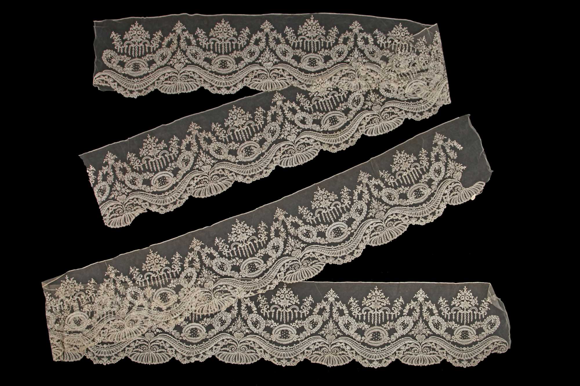 Lot 525 - Two good Brussels application dress flounces,