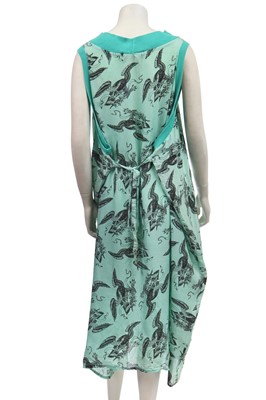 Lot 234 - A Helen Robinson for PX turquoise printed silk dress, early 1980s