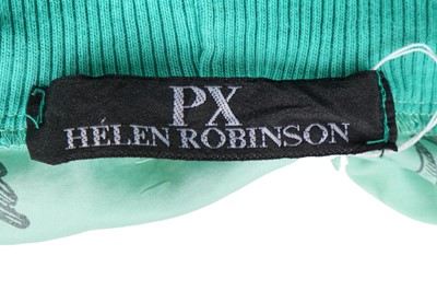 Lot 234 - A Helen Robinson for PX turquoise printed silk dress, early 1980s