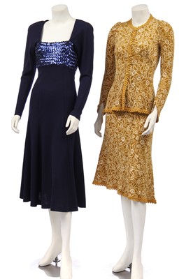 Lot 303 - A Biba sequined navy jersey midi dress, 1972