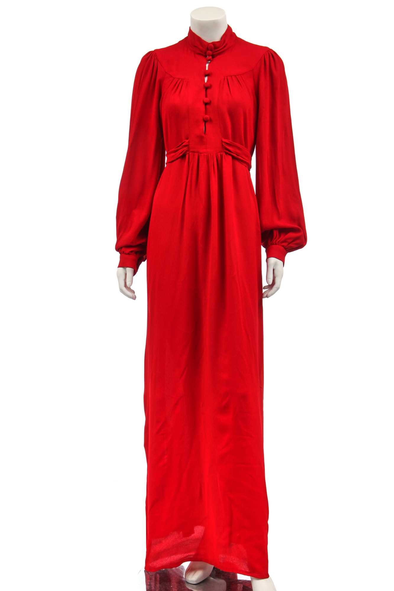 Lot 305 - An Ossie Clark for Radley red moss crepe dress, mid-1970s