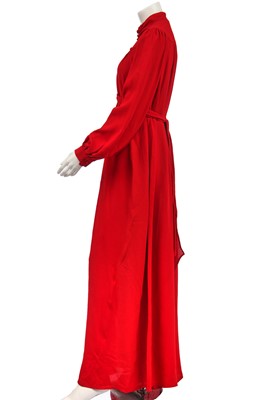 Lot 305 - An Ossie Clark for Radley red moss crepe dress, mid-1970s