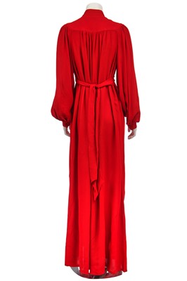 Lot 305 - An Ossie Clark for Radley red moss crepe dress, mid-1970s