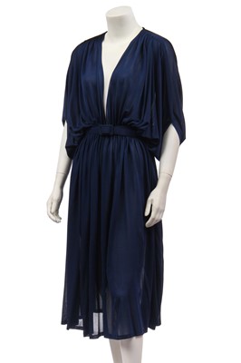 Lot 306 - A Yuki navy draped jersey dress, late 1970s