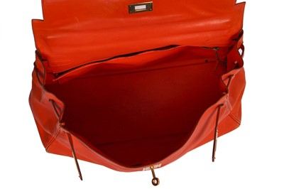 Lot 186 - A Hermès orange Swift leather Retournè Kelly 35, 1995