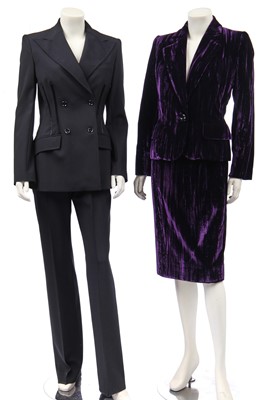 Lot 162 - An Yves Saint Laurent purple crushed velvet suit, 1990s