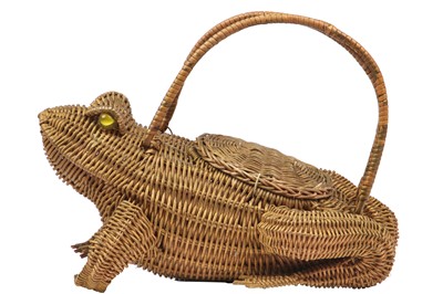 Lot 393 - A rare frog-shaped wicker novelty handbag, 1950s