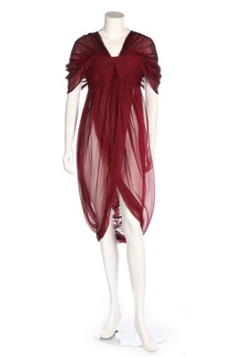 Lot 242 - An Alexander McQueen burgundy chiffon dress,...