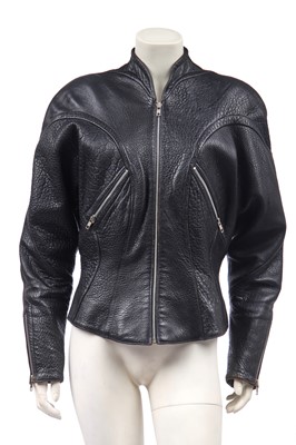 Lot 236 - A Thierry Mugler black leather jacket, 1980s