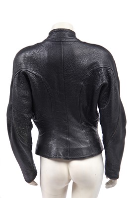 Lot 236 - A Thierry Mugler black leather jacket, 1980s