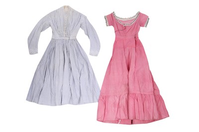 Lot 516 - Three girl/adolescent printed cotton summer dresses, early 1860s