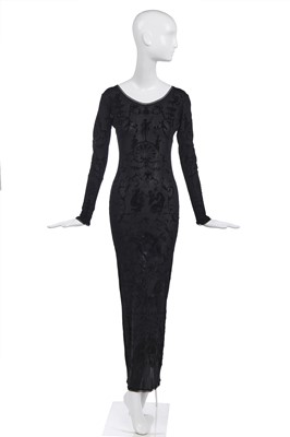 Lot 449 - A Vivienne Westwood flocked ribbed-jersey dress, 'Salon' collection, Spring-Summer 1992