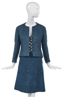 Lot 300 - A Christian Dior by Marc Bohan couture blue bouclé suit, Autumn-Winter 1962