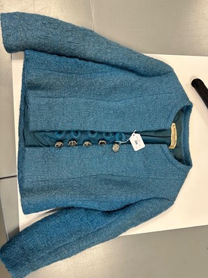 Lot 300 - A Christian Dior by Marc Bohan couture blue bouclé suit, Autumn-Winter 1962