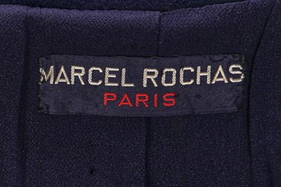 Lot 381 - A Marcel Rochas couture navy wool double-breasted coat, early 1950s