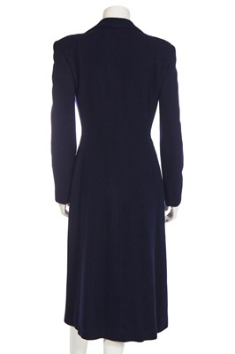 Lot 381 - A Marcel Rochas couture navy wool double-breasted coat, early 1950s