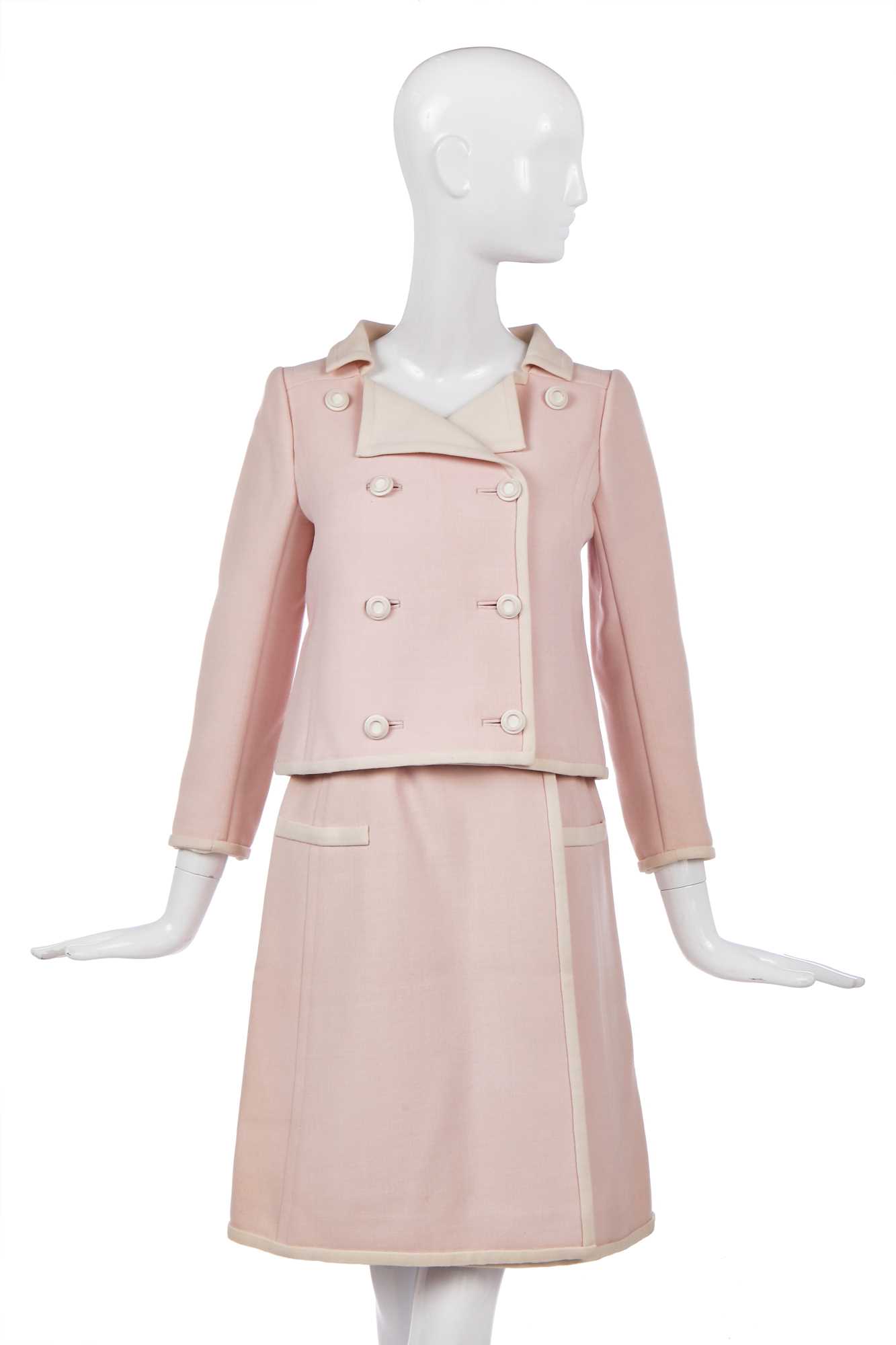 Lot 286 - A Courrèges couture double-breasted pink