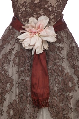 Lot 248 - A Lanvin Castillo couture brown lace ball gown, spring-summer 1957