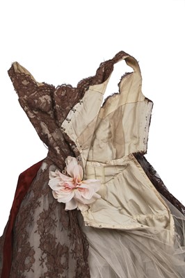 Lot 248 - A Lanvin Castillo couture brown lace ball gown, spring-summer 1957