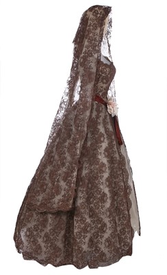 Lot 248 - A Lanvin Castillo couture brown lace ball gown, spring-summer 1957