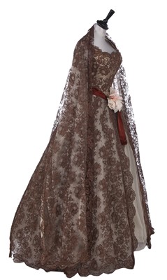 Lot 248 - A Lanvin Castillo couture brown lace ball gown, spring-summer 1957