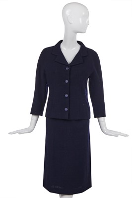 Lot 273 - A Balenciaga couture navy bouclé wool suit, circa 1966