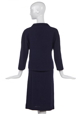 Lot 273 - A Balenciaga couture navy bouclé wool suit, circa 1966