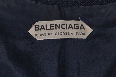 Lot 273 - A Balenciaga couture navy bouclé wool suit, circa 1966