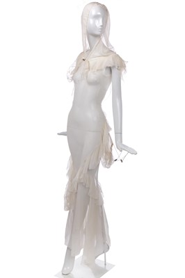 Lot 485 - A John Galliano ivory chiffon bias-cut dress, 'Techno Romance' collection Autumn-Winter 2001-02