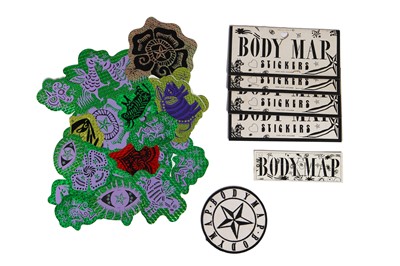 Lot 391 - BodyMap stickers, leggings, ephemera, '' Barbee takes a trip around nature's cosmic curves', Spring-Summer, 1985