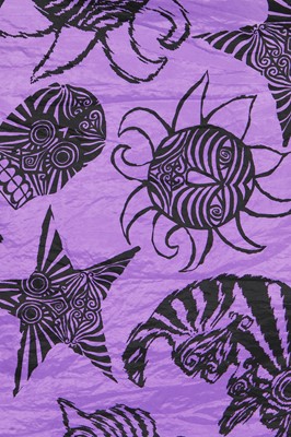 Lot 398 - Hilde Smith fabrics for BodyMap, 'Is a Comet a star...a moon... a sun...Aura Racoon', Spring-Summer, 1986