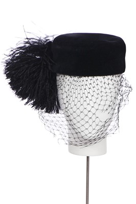 Lot 305 - A Christian Dior Diorling black velvet hat, late 1960s