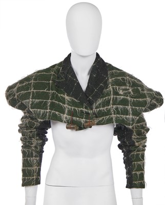 Lot 368 - A rare John Galliano Linton Tweed spencer-style jacket, 'The Ludic Game' collection, Autumn-Winter, 1985-86